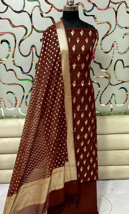 Exclusive Banarasi  Lorex Unstitched Suit With Dupatta