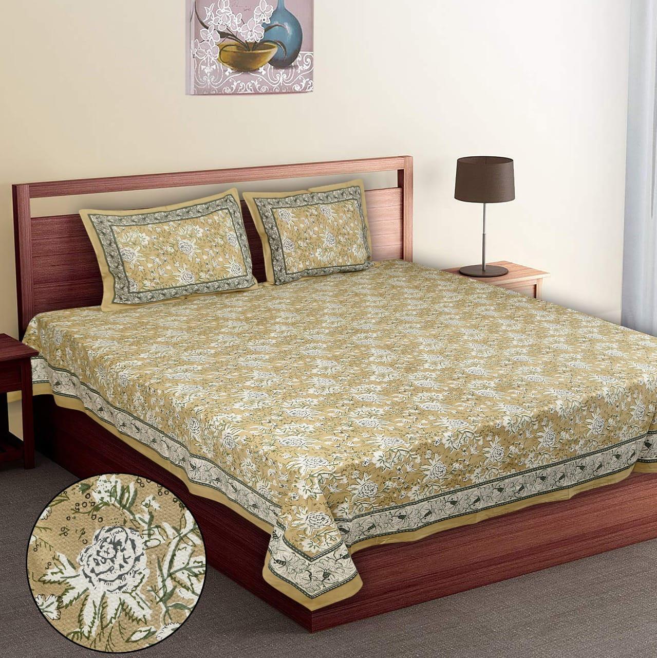 Pure Cotton Jumbo Size Double Bedsheet. ( 108X 108) with pillow covers