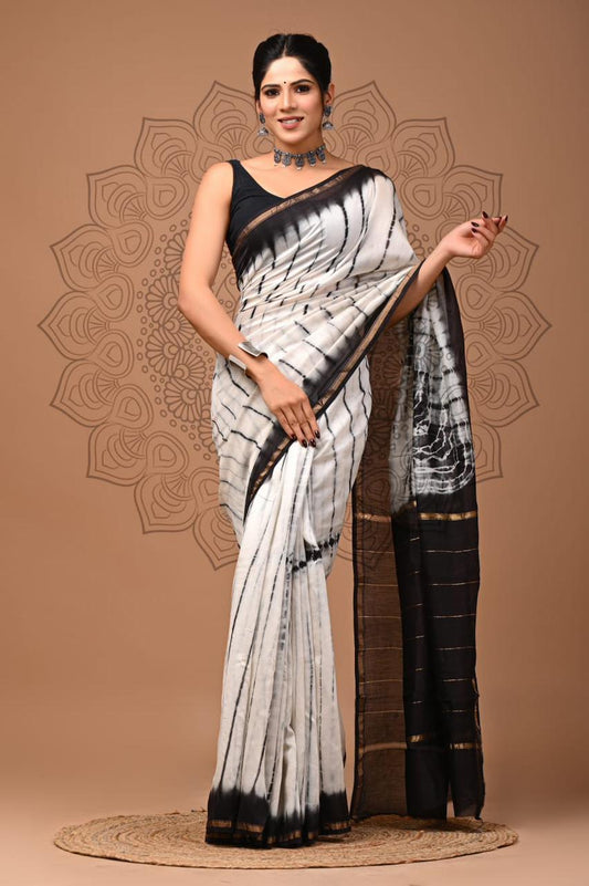 Traditional Hand-block Print Chanderi Silk Saree