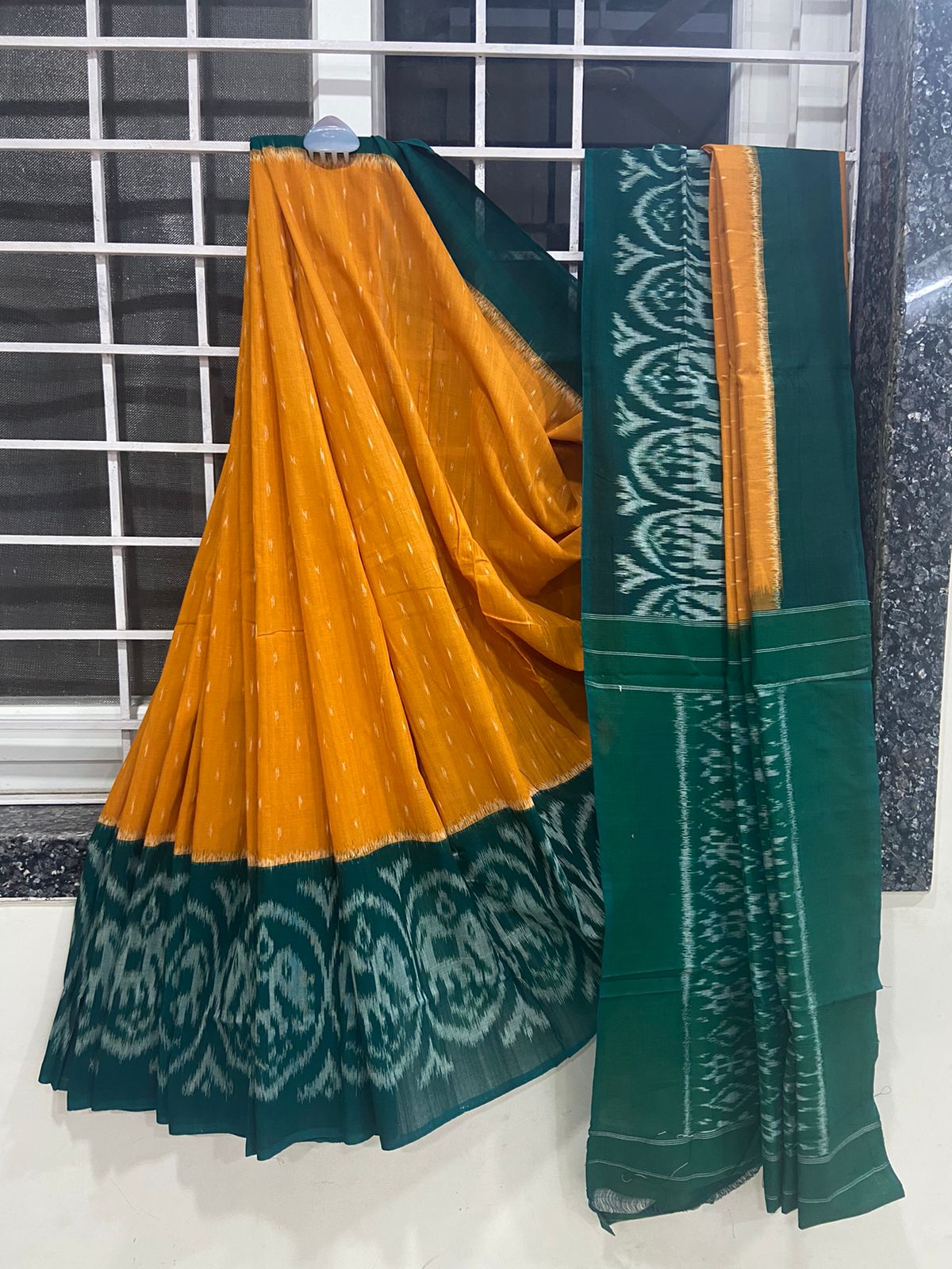 Pure  Double Ikkat Pochampally Cotton   Saree