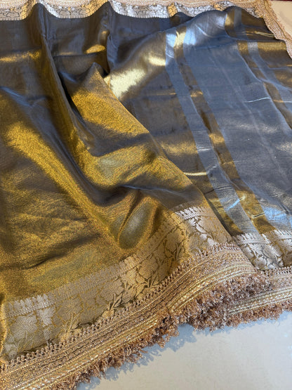 Banarasi Tissue Silk  Heavy Lace Saree With Blouse