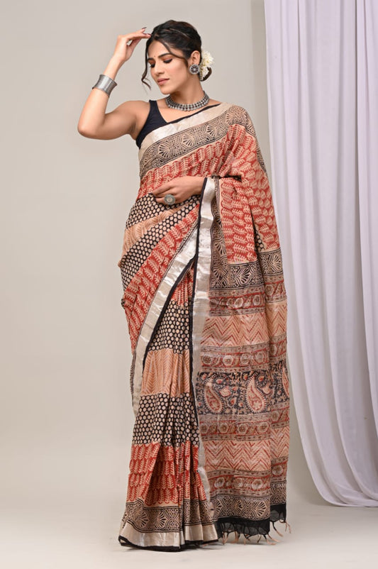 Traditional Hand-block Print Chanderi Silk Saree