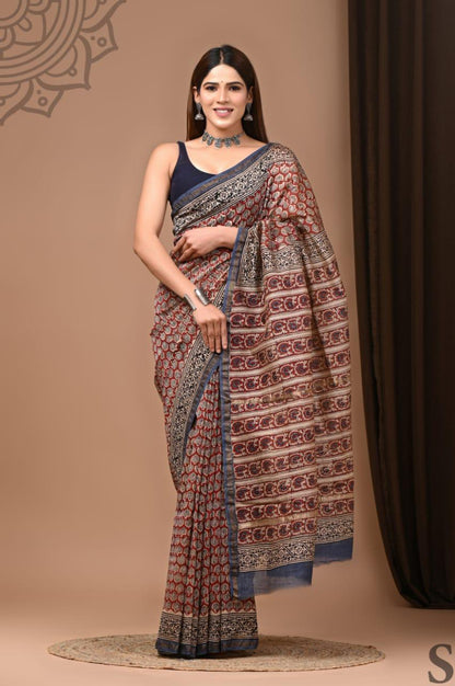 Traditional Hand-block Print Chanderi Silk Saree