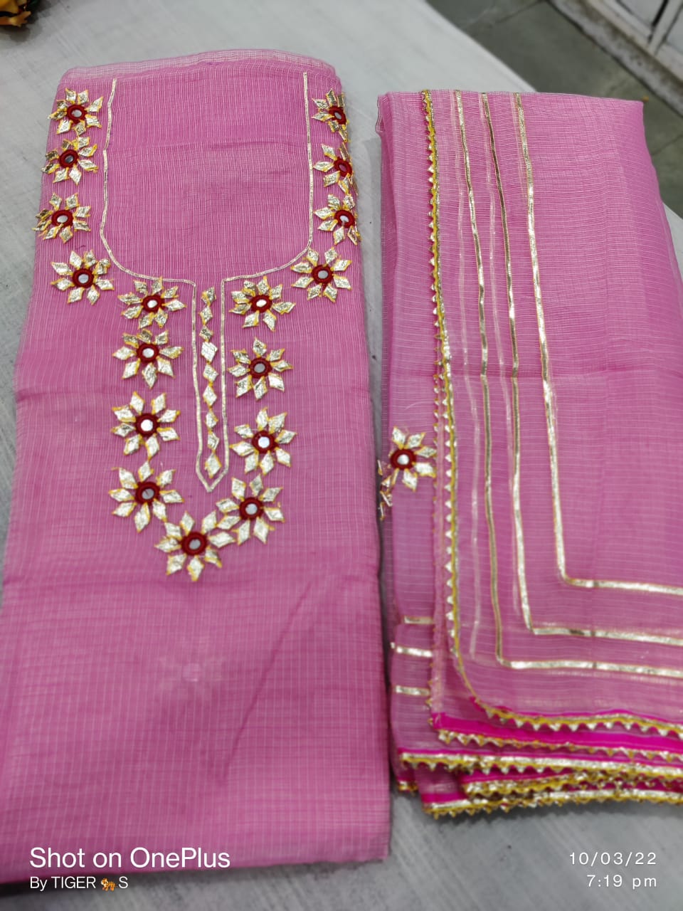 Beautiful Gota Patti Work Kota doria Unstitched Suit