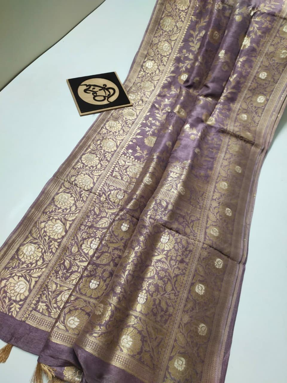 Banarasi Semi Katan Georgette Meenakari flowy Silk Saree