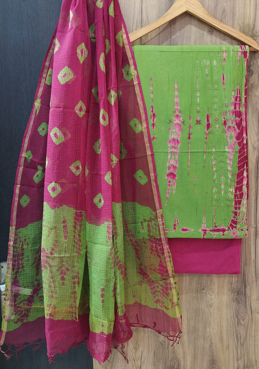 Pure Cotton Hand Block Print Suit With Kota Doriya Dupatta