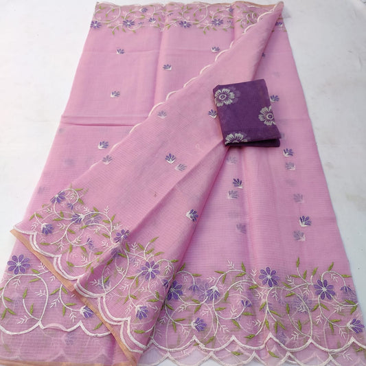 Kota cotton embroidery work Saree