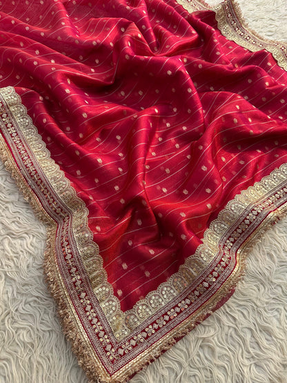 Banarasi Tissue Silk  Heavy Lace Saree With Blouse