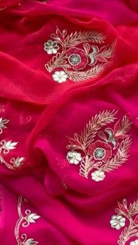 Pure Chiffon Jaipuri Beautiful motif  Work Saree