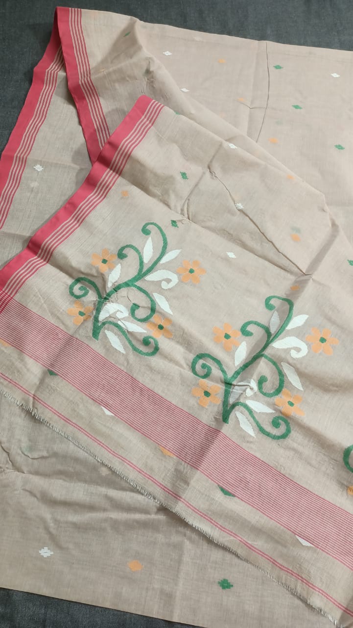 Pure Cotton needle work jamdani Saree