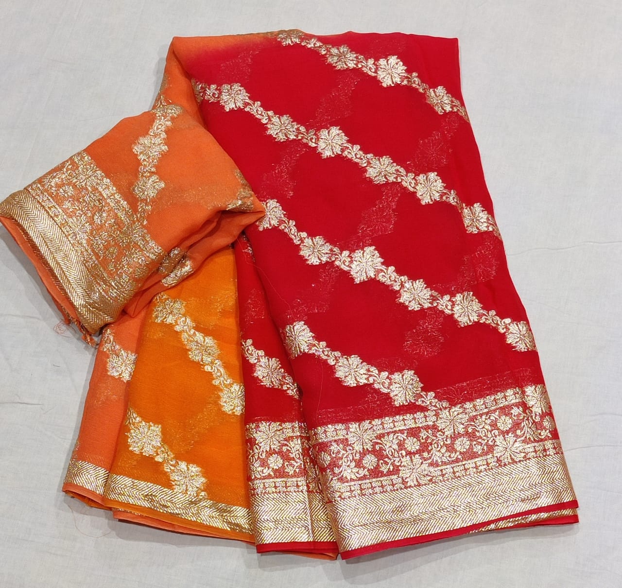 Georgette leheriya pattern saree