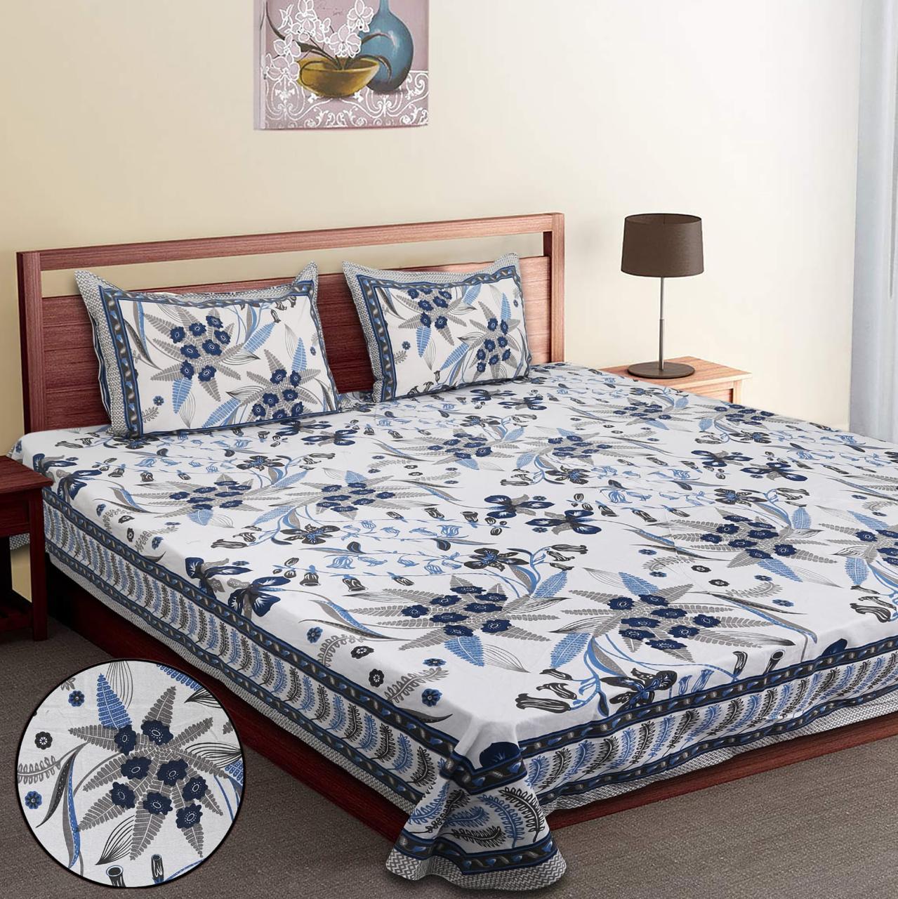 Pure Cotton Jumbo Size Double Bedsheet. ( 108X 108) with pillow covers