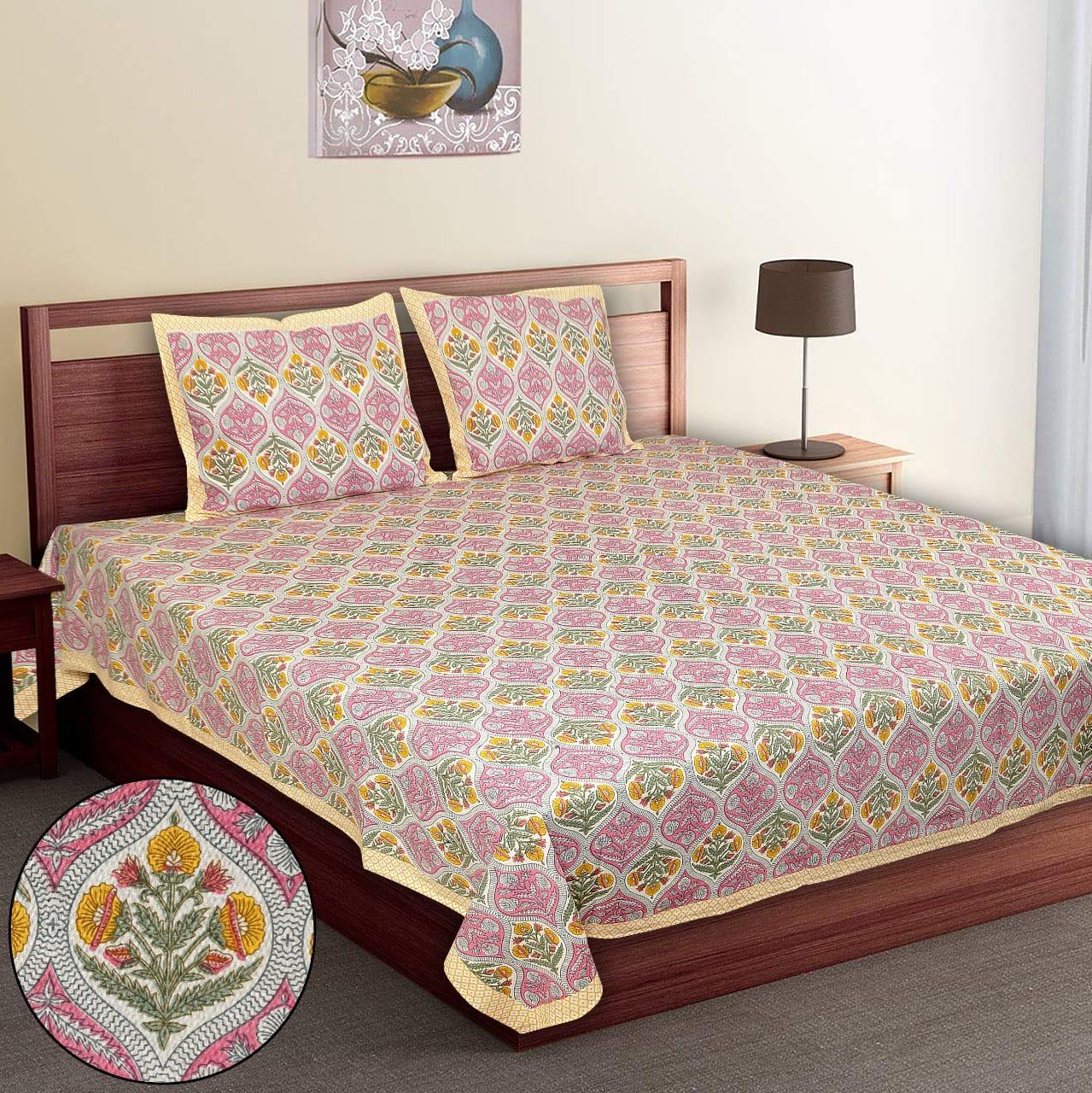 Pure Cotton Jumbo Size Double Bedsheet. ( 108X 108) with pillow covers