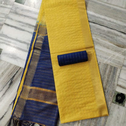 Pure Cotton Silk Mangalagiri  Saree With  Blouse .