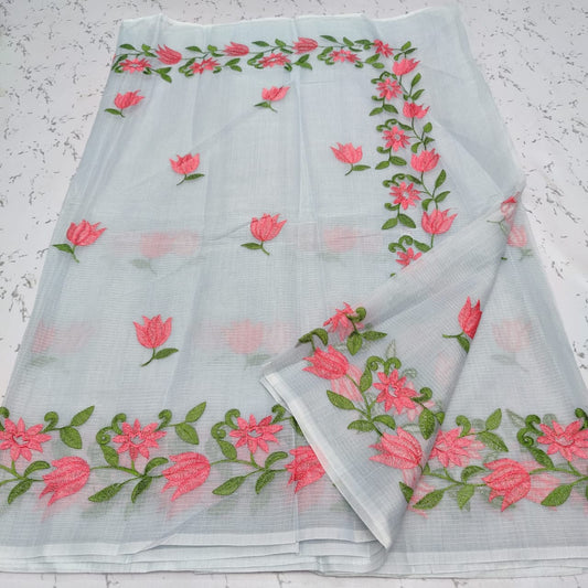 Beautiful Kota Cotton Hand  Block Print Work Saree