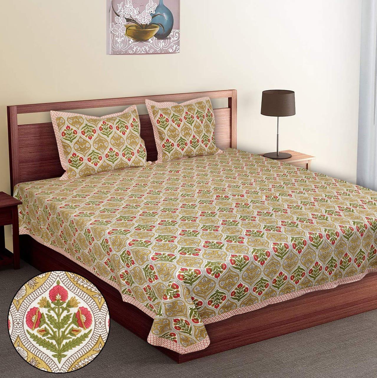 Pure Cotton Jumbo Size Double Bedsheet. ( 108X 108) with pillow covers