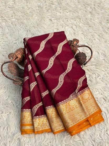 Banarasi Chinon Georgette Silk Saree With Zari Work