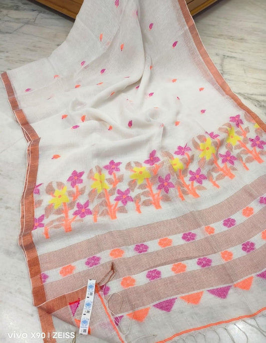 Pure Linen By Linen  Saree With  Blouse