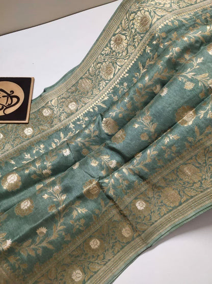 Banarasi Semi Katan Georgette Meenakari flowy Silk Saree