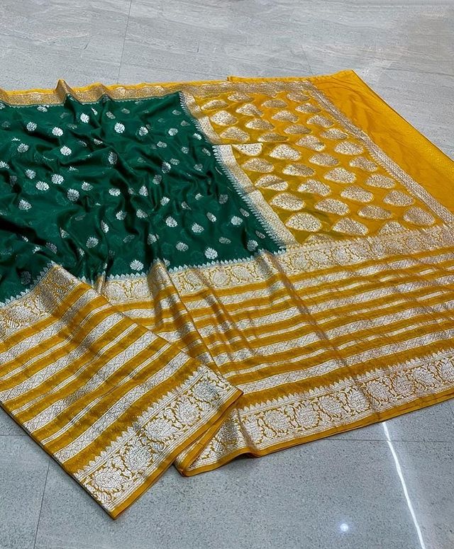 Banarasi Handloom  Khaddi   Semi Georgette Saree with Zari Work