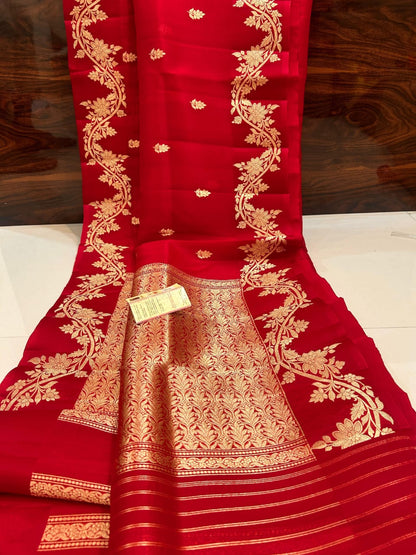 Banarasi Semi  Kora Organza Dybel  Saree