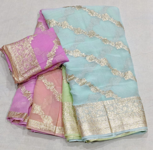 Georgette leheriya pattern saree