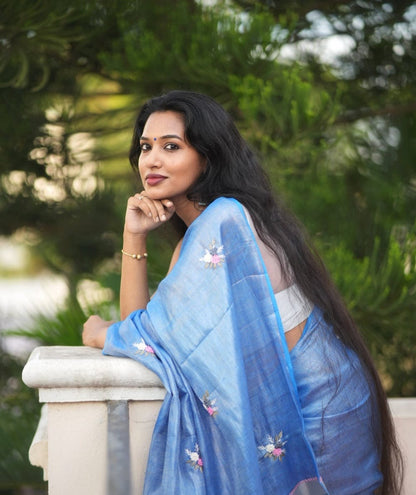 Pure Tissue Linen Saree With Handloom Perfection