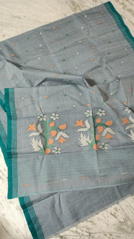 Pure Cotton needle work jamdani Saree