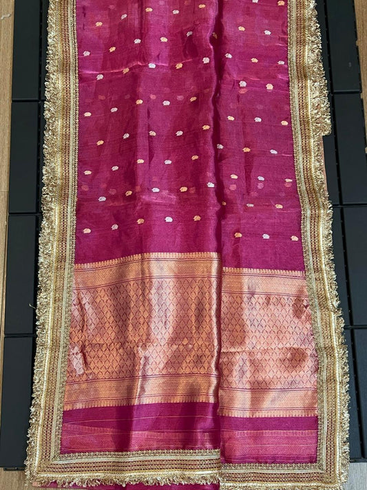 Pure Tissue Silk Saree With  Heavy Lace