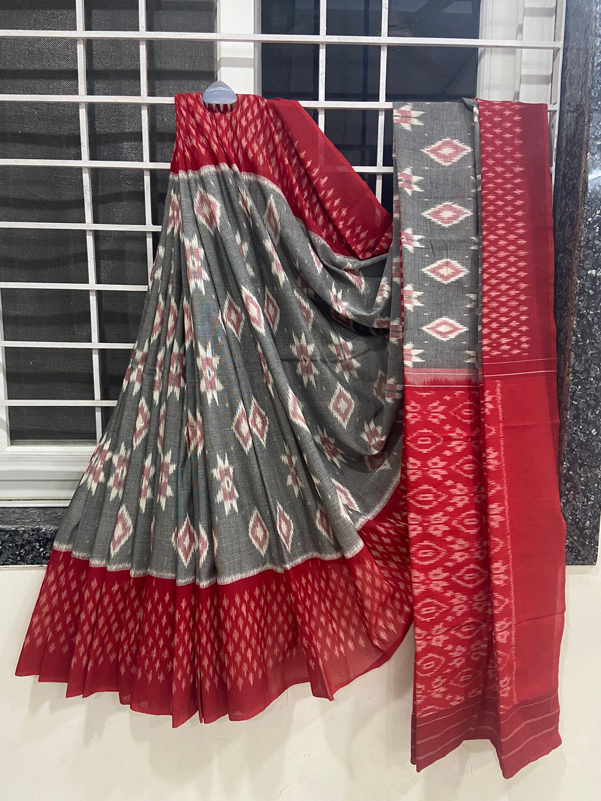 Pure  Double Ikkat Pochampally Cotton   Saree