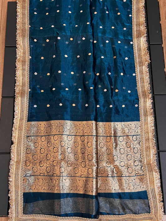 Pure Tissue Silk Saree With  Heavy Lace