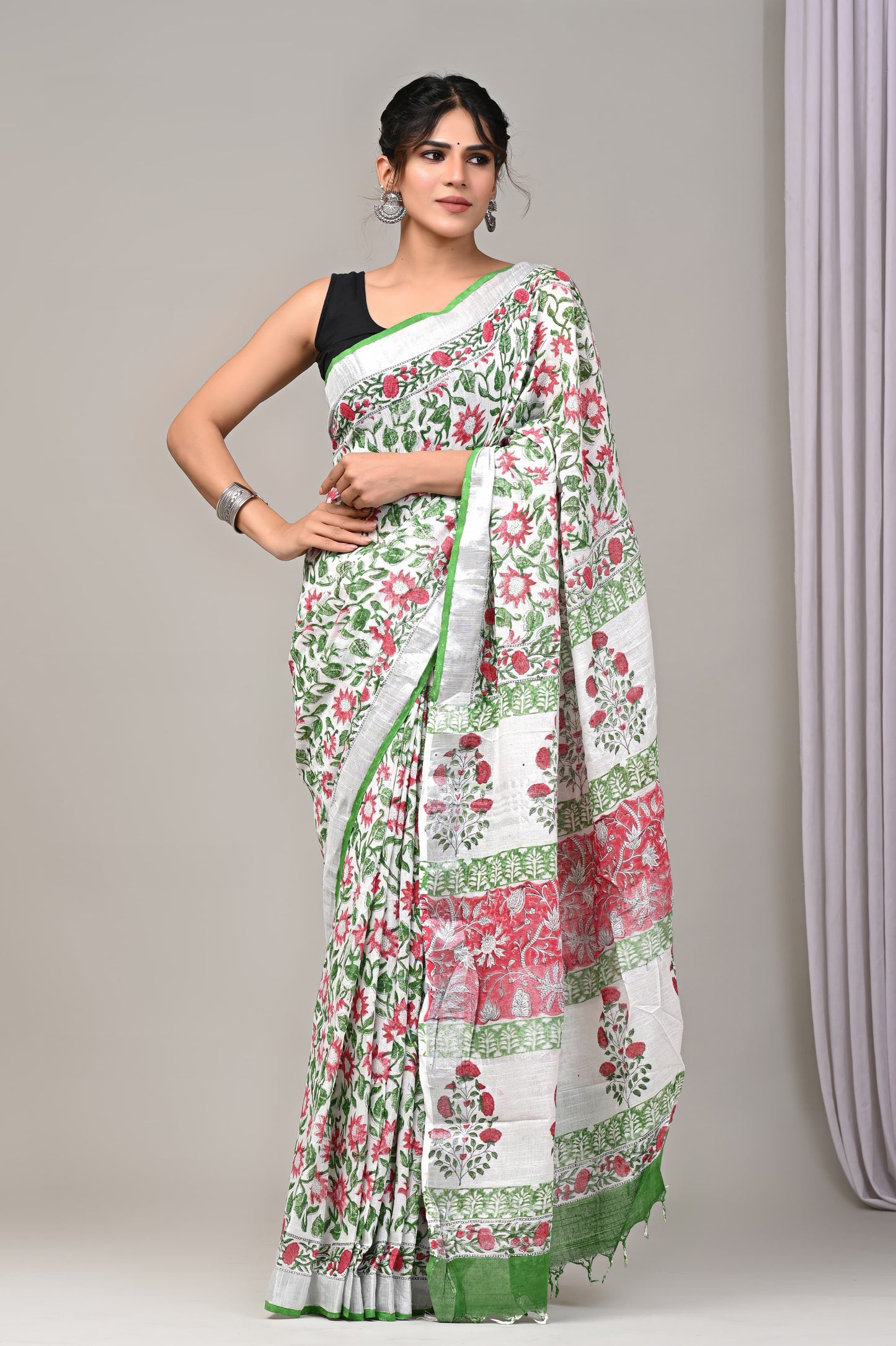 Traditional Hand-block Print Chanderi Silk Saree