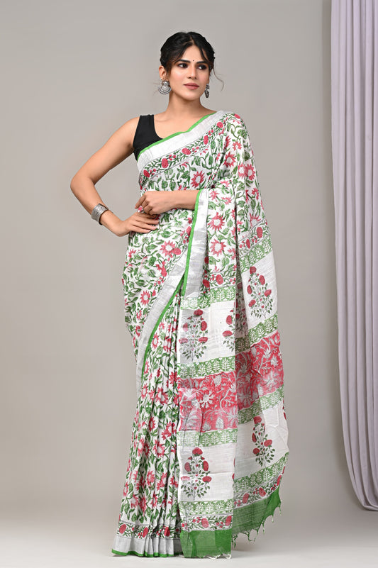 Traditional Hand-block Print Chanderi Silk Saree