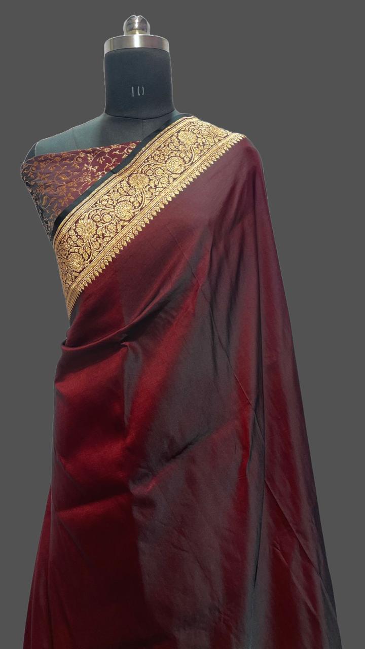 Designer Banarasi Satan Katan Saree With Blouse