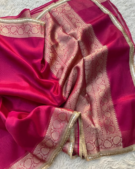 Banarasi Tissue Silk Saree With lace work border