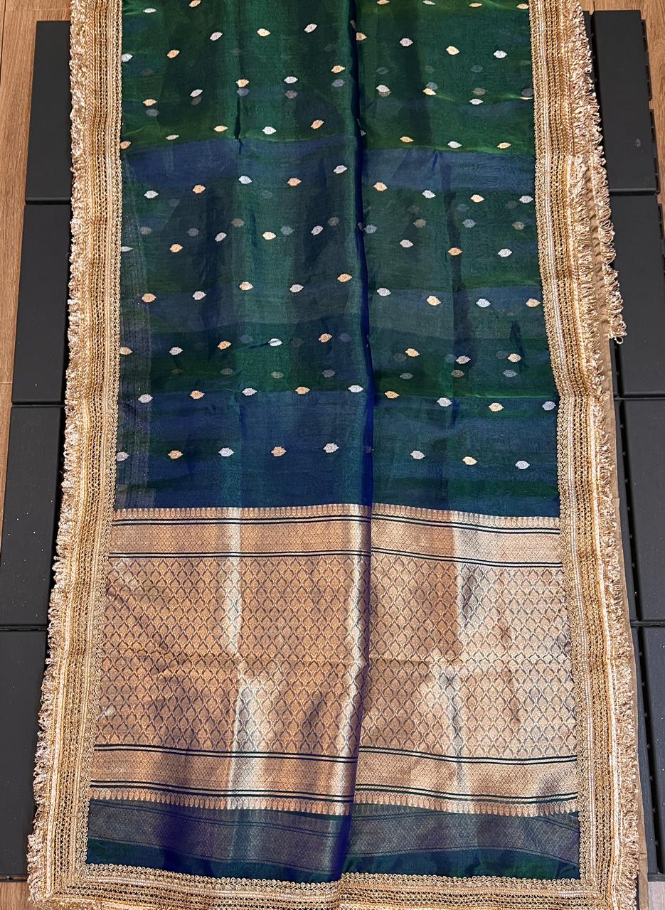 Pure Tissue Silk Saree With  Heavy Lace