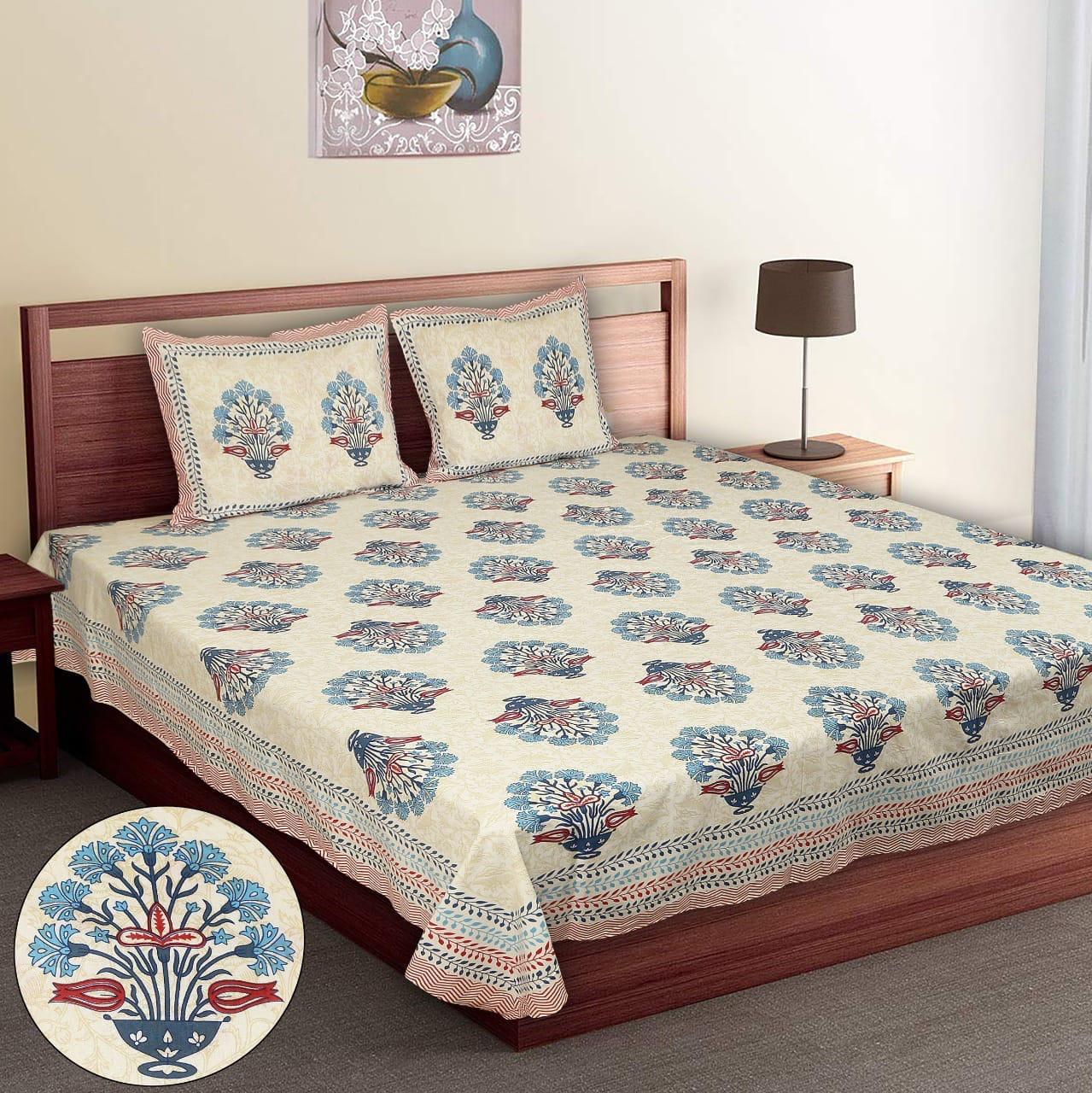 Pure Cotton Jumbo Size Double Bedsheet. ( 108X 108) with pillow covers