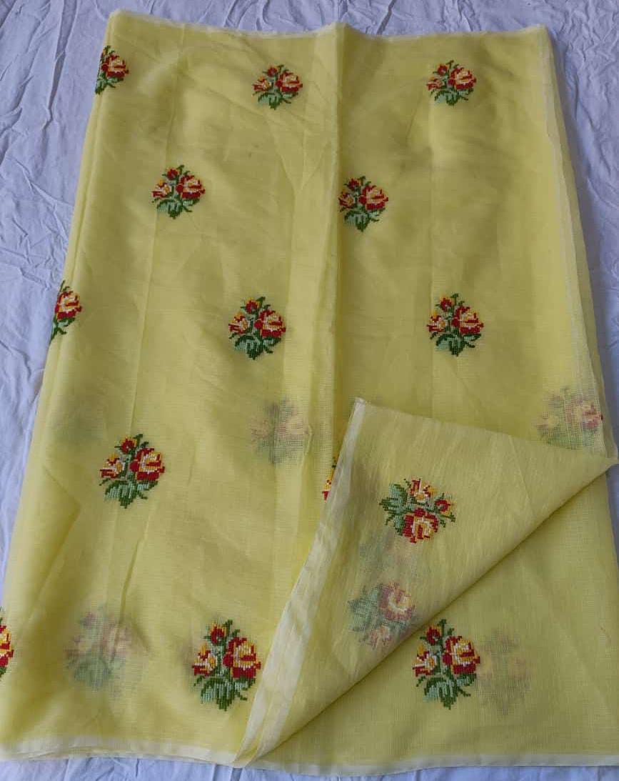 Pure Kota Doria Embroidery Saree with Blouse