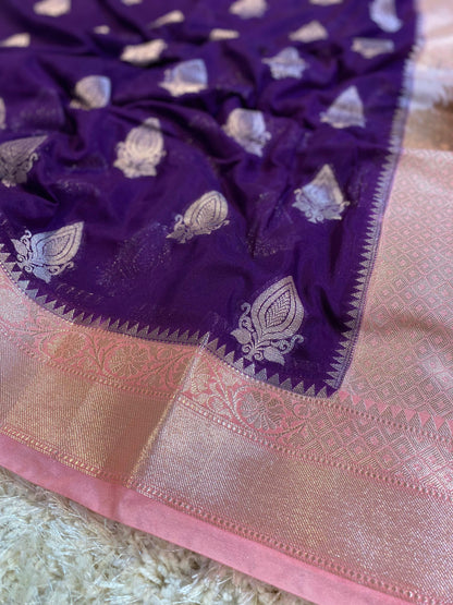 Banarasi Semi Khaddi Katan Georgette Soft Silk Saree