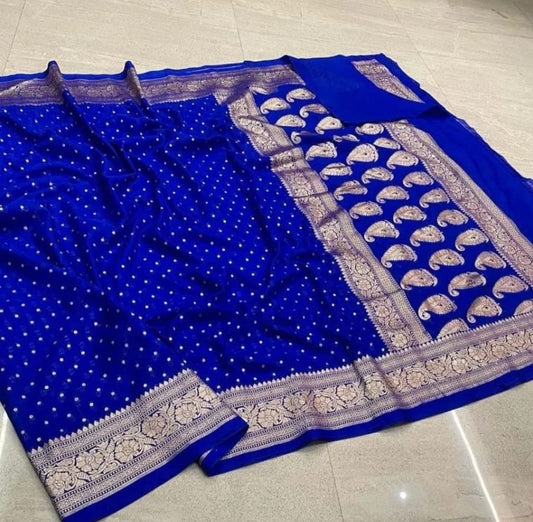 Banarasi Semi Khaddi Katan Georgette Soft Silk Saree