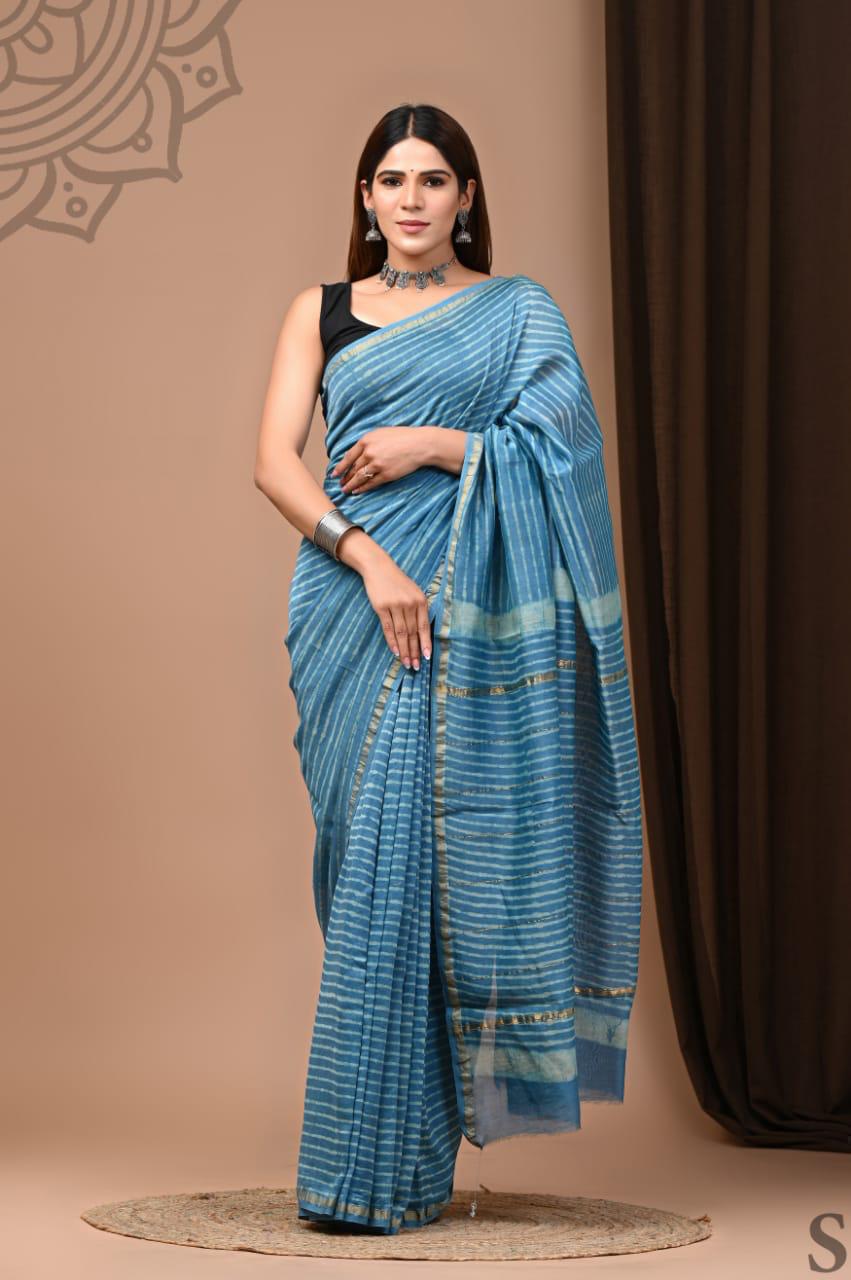 Traditional Hand-block Print Chanderi Silk Saree