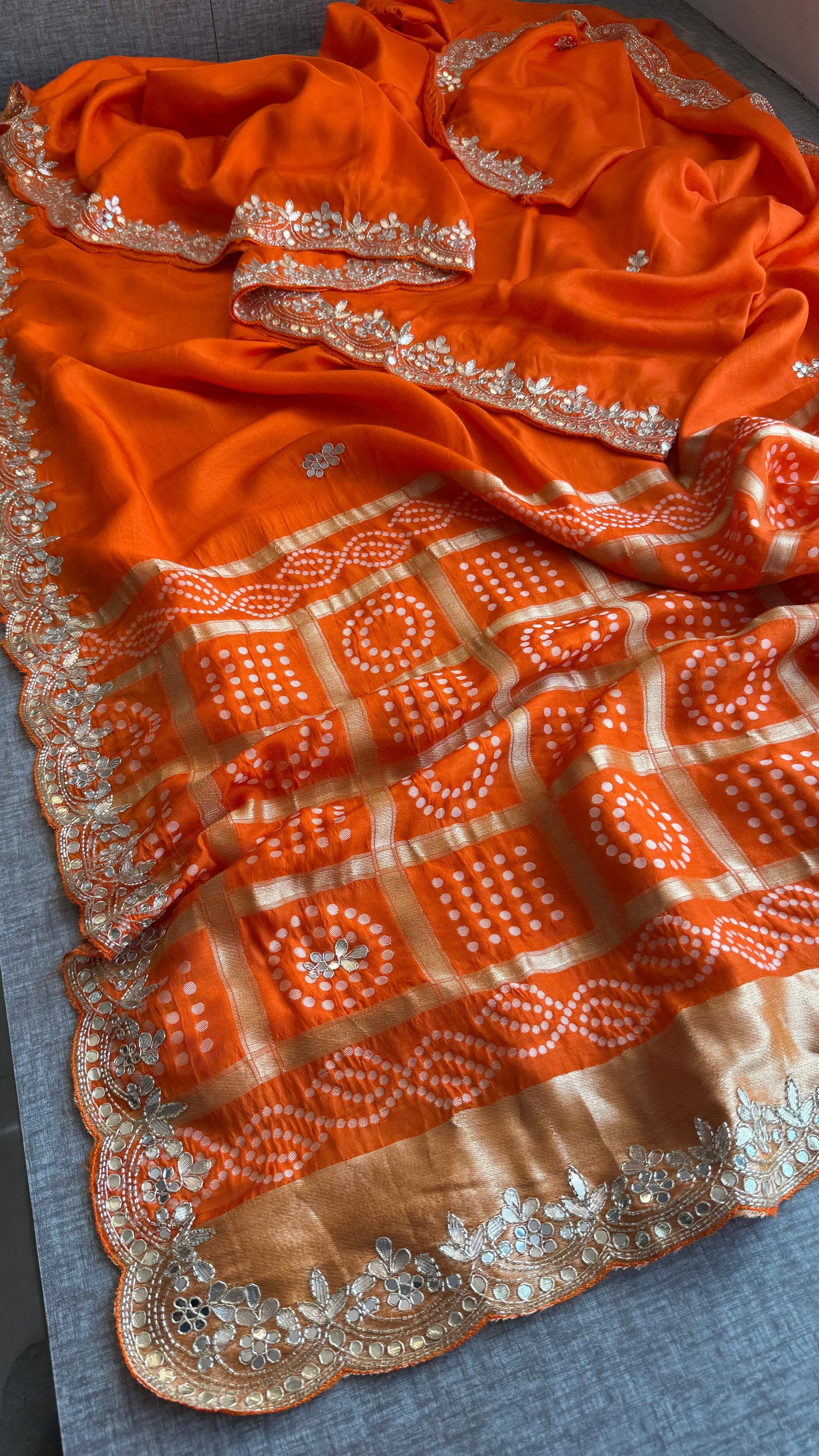 Pure Munga Silk Gotta Patti Work Saree With Blouse