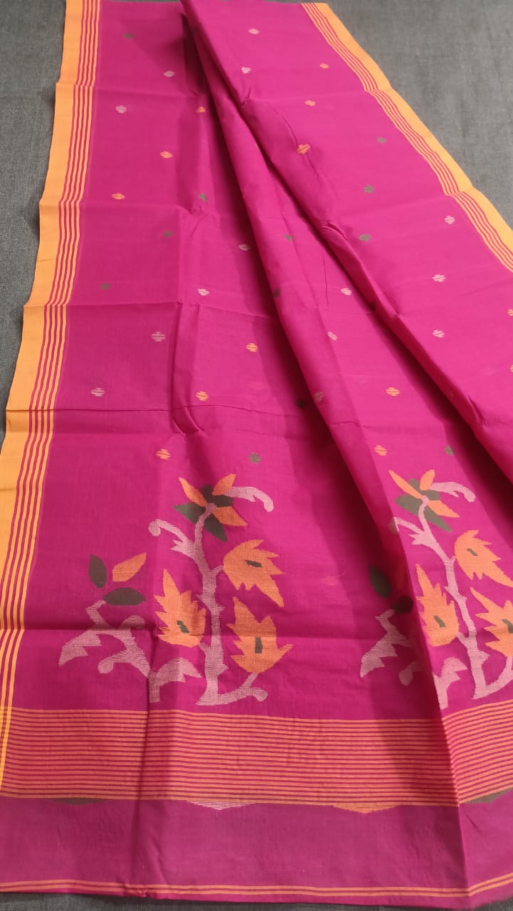 Pure Cotton needle work jamdani Saree