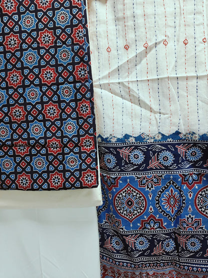 Ajrakh print cotton top With ajrakh mirror work  dupatta