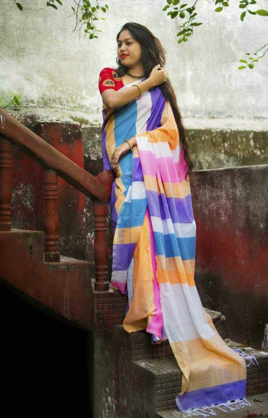 Pure Khaddi Cotton Saree With Blouse