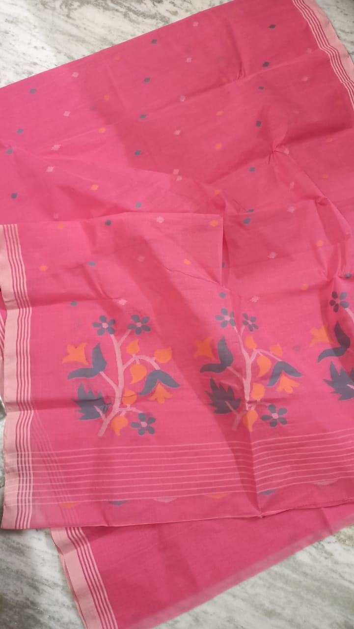 Pure Cotton needle work jamdani Saree