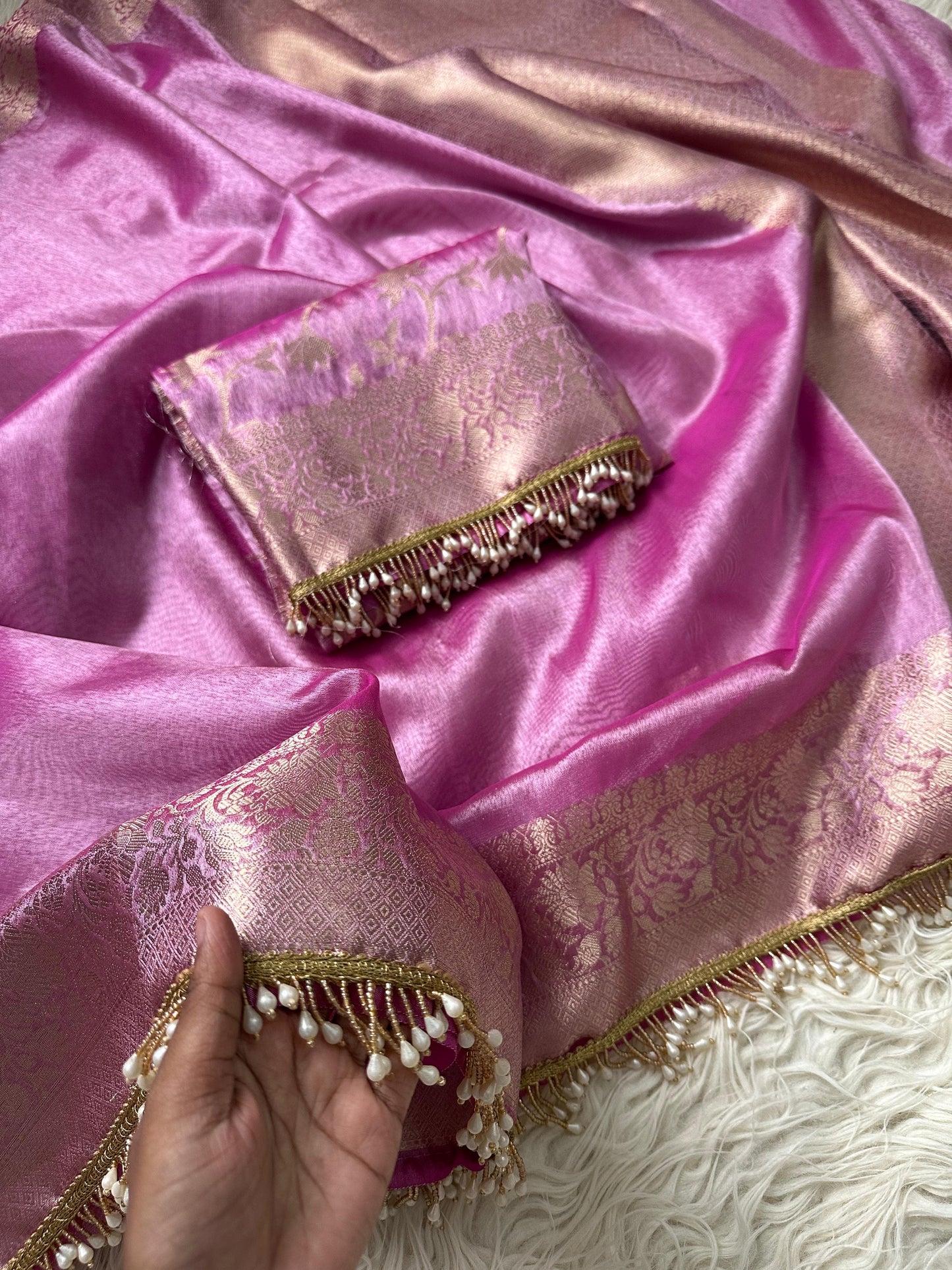 Banarasi Tissue Silk  Heavy Lace Saree With Blouse