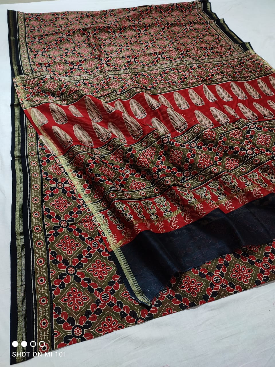 Pure Chanderi Cotton Silk Azrak Print Saree