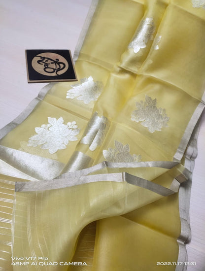 Banarasi Semi  Kora Organza Dybel  Saree