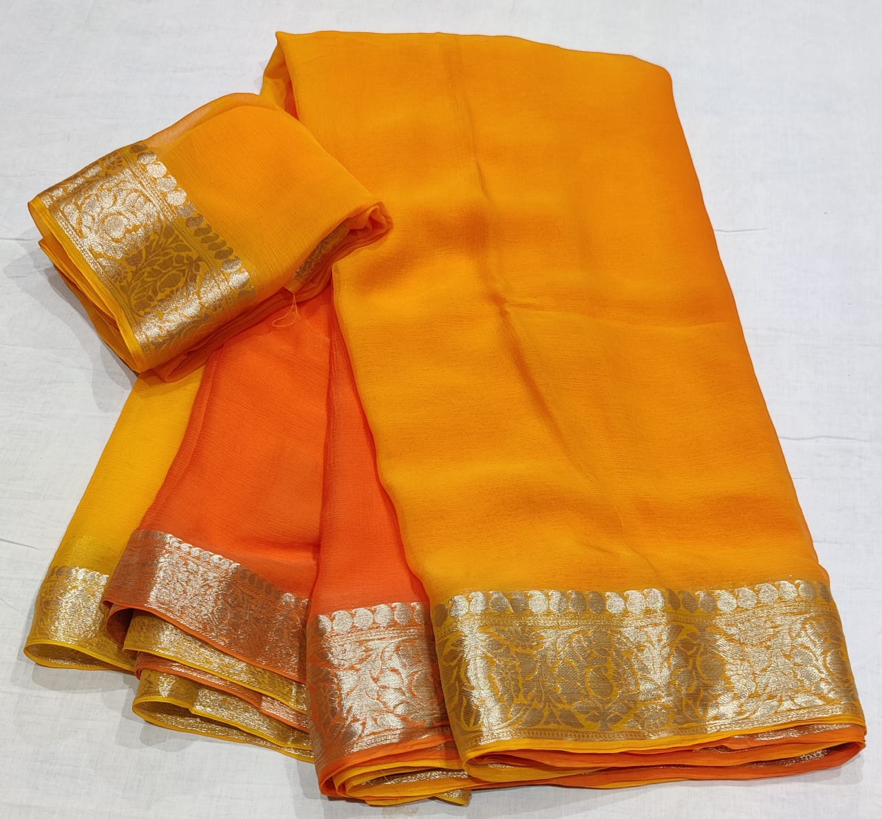 Pure chiffon with banarasi border beautiful saree